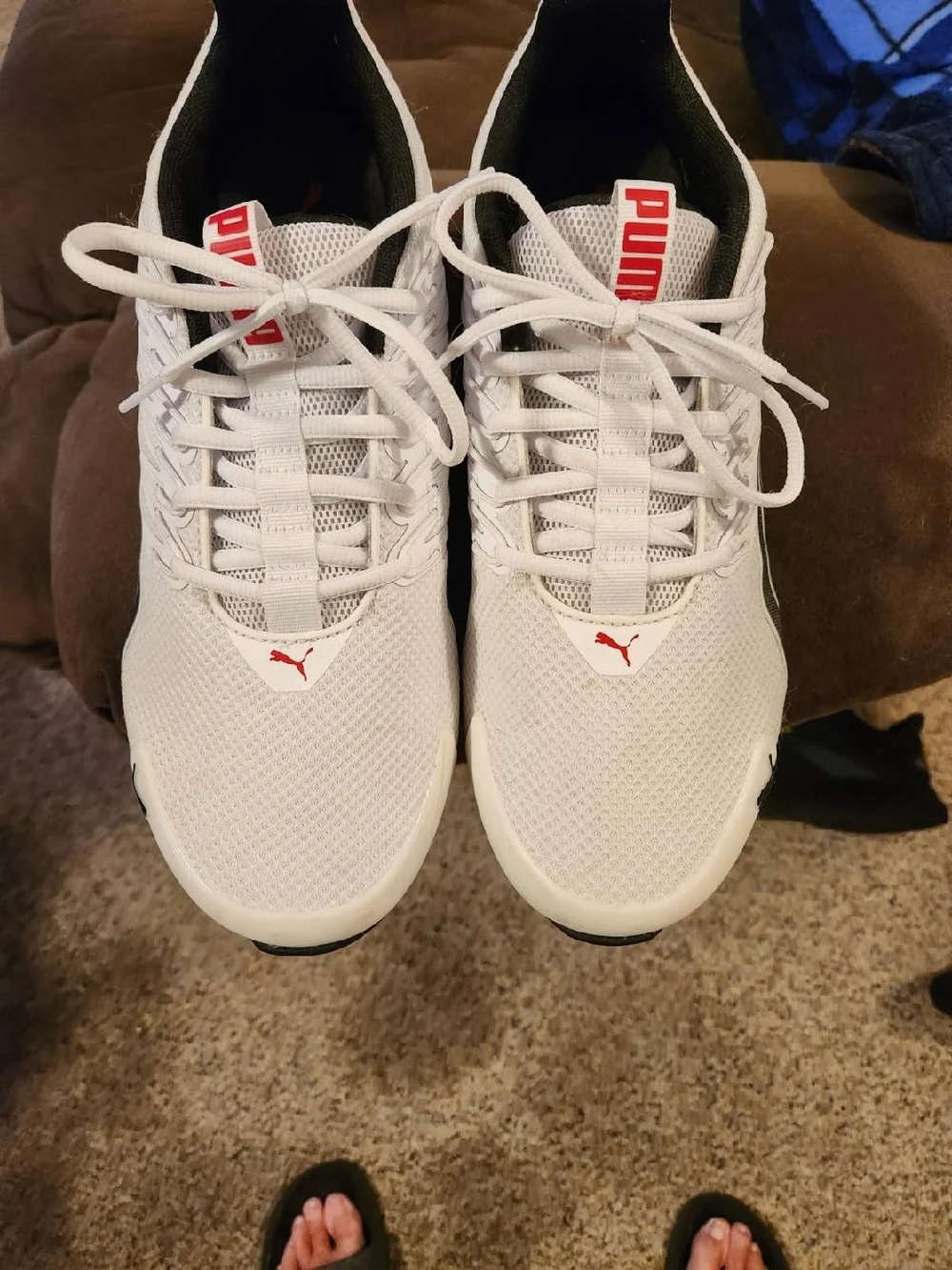 Puma White and Black Men's Athletic Sneakers with Air Heel
